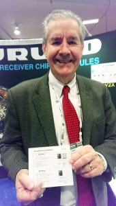 Furuno's Don Hanham with GNSS modules at NAB.