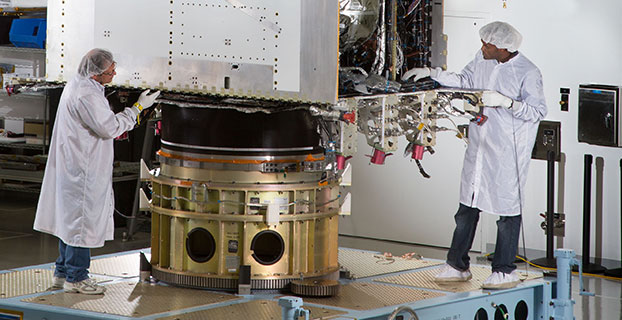 First Photo a GPS III Satellite: In April, Lockheed Martin fully integrated the U.S. Air Force’s first next-generation GPS III satellite. GPS III Space Vehicle One is now preparing for system-level testing this summer.