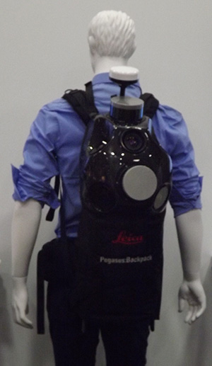 The new Leica Geosystems Pegasus backpack wearable mobile mapping solution. (Photo: Tracy Cozzens)