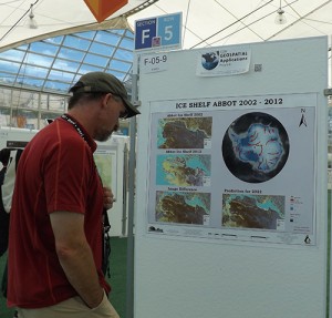 A display showing the changing size of the Abbot Ice Shelf in Antarctica, 2002-2012. (Photo: Tracy Cozzens)