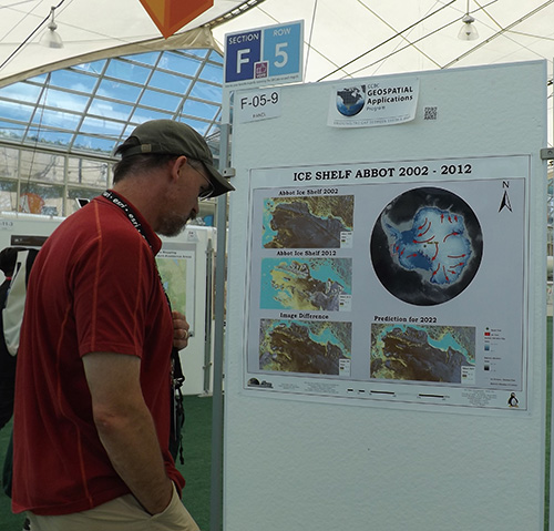 A display showing the changing size of the Abbot Ice Shelf in Antarctica, 2002-2012. (Photo: Tracy Cozzens)