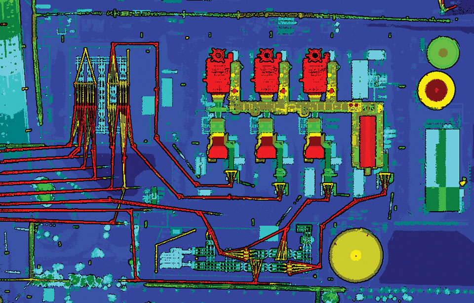 Lidar can reveal the intricate details of an infrastructure, such as this power plant. (Photo: PrecisionHawk)