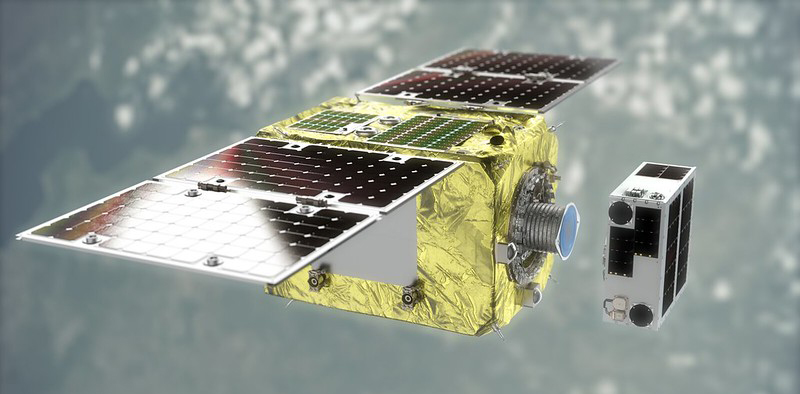 The ELSA-d satellite servicer and client launched March 2021, the team prepares to demonstrate the servicer’s technology and capability to remove the Client debris from this summer. (Image: Astroscale)