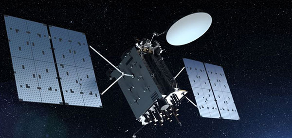 Artist's rendering of a GPS IIIF satellite. (Image: Lockheed Martin)