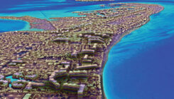 Lidar point cloud and lidar-derived bathymetric surface topobathy in Key Biscayne, Florida. (Photo: NV5)