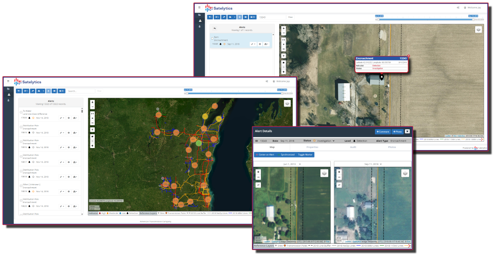 Monitoring the utility corridor for unwanted structures. (Image: Satelytics)