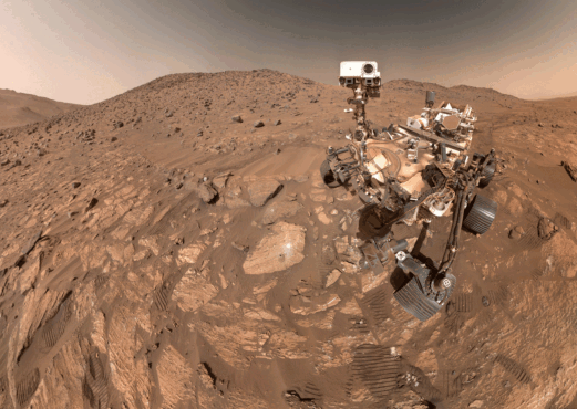 NASA's Perseverance Mars rover took this selfie, made up of 62 individual images, on July 23, 2024. A rock nicknamed Cheyava Falls is to the left of the rover near the center of the image. (Credit: NASA/JPL-Caltech/MSSS)