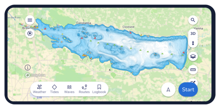 A chart of Oneida Lake in New York State. (Credit: Savvy Navvy)