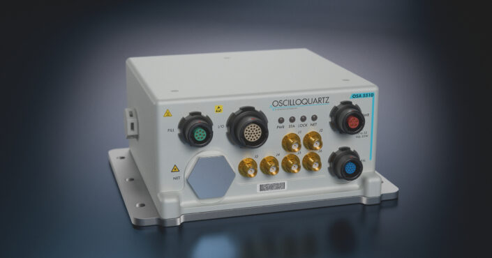 The ruggedSync Series OSA 5510 delivers resilient, high-precision timing for mission-critical defense networks.. (Credit: Oscilloquartz)