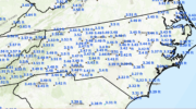 Approximate differences between NATRF2022 (Epoch 2020.0) and NAD 83 2011 (Epoch 2010.0) in NC Horizontal Change (unit ft). (Credit: Dave Zilkoski)