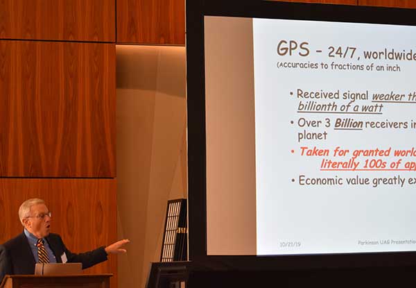 Brad Parkinson shared his concerns over lack of Ligado decision with the National Space Council’s User Advisory Group (UAG). (Photo: Rebecca Zia)
